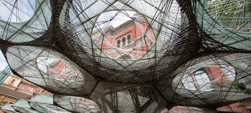 Illustration for article titled This Amazing Carbon Fiber Pavilion Was Woven by a Robot